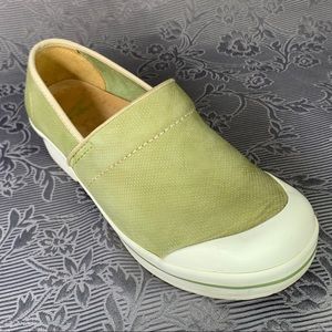 Dansko Green and White Mules